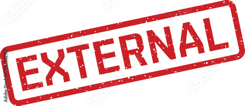 Foto A red rectangular rubber stamp with the word EXTERNAL clearly visible sits on a