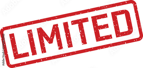 Foto A striking red grunge stamp featuring the prominent word LIMITED on a bright whi