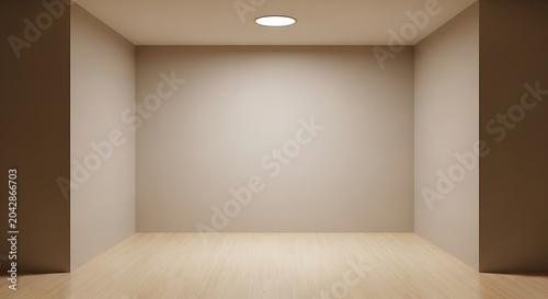 Empty square room with Beige color blank wall. minimalist room