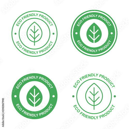 Eco friendly sign set. White background.