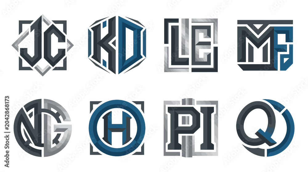 Fototapeta premium Set of modern letter logos.