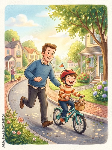 Happy Father and Son Spending Quality Time Together Outdoors. 
Heartwarming portrait of a loving father and son enjoying a special moment together outdoors. Family bonding, parenting concept