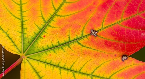 Autumn maple leaf close up