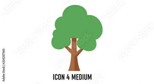 Tree Icon Illustration Green Foliage.