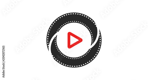 Принти на полотні A circular film strip icon featuring a central red play button symbol