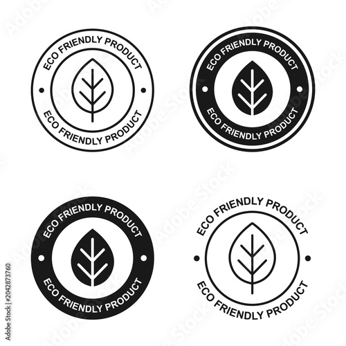 Eco friendly sign set. Black color. White background.