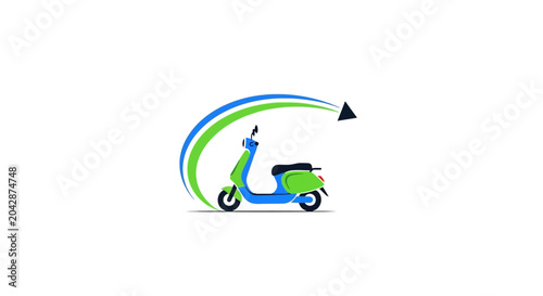 Fényképezés A stylized graphic illustration of a modern electric scooter moving forward quic