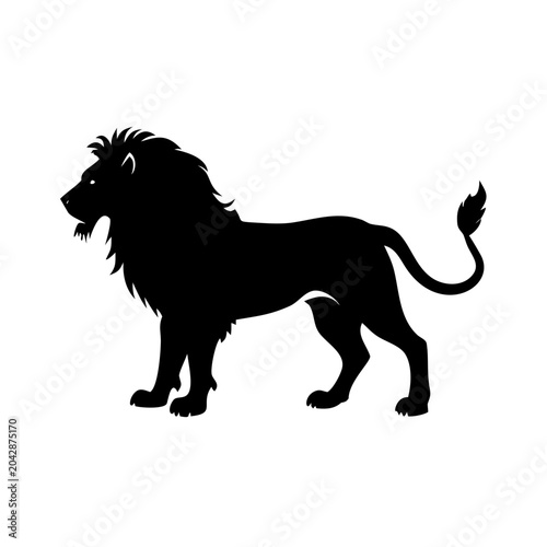 lion icon silhouette illustration for wildlife and nature design