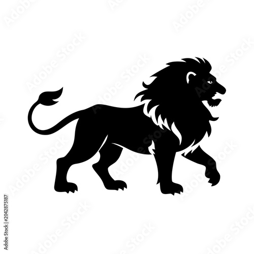 lion icon silhouette illustration for wildlife and nature design