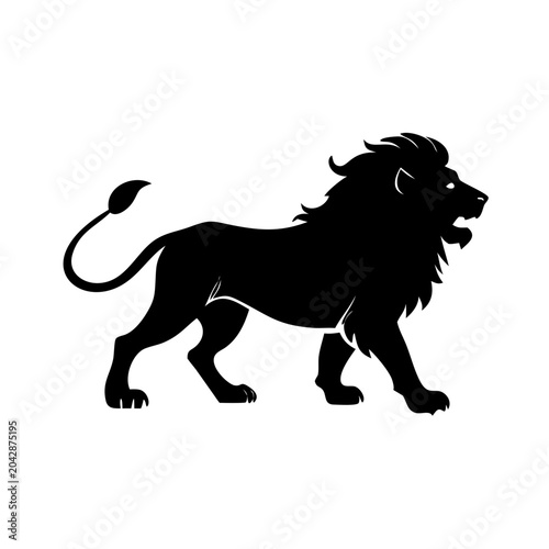 lion icon silhouette illustration for wildlife and nature design