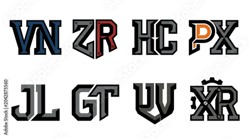 Bild auf Leinwand Set of stylized lettering font examples.