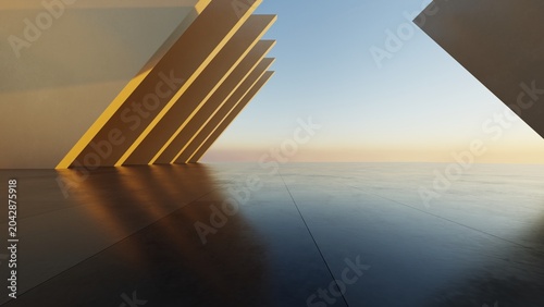 Fotografie Abstract architecture background, Concrete structure building is on empty cement