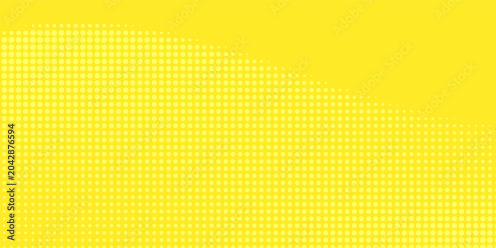 Fototapeta premium Pop art lemon yellow background with halftone patterns in comic book style, vector.