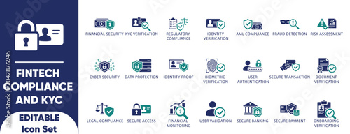 Canvastavla Fintech Compliance and KYC solid Icon Set