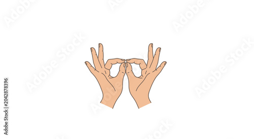 A pair of human hands forming a circular shape against a plain white background