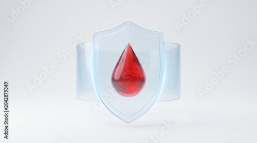A vital symbol of blood health and protection encased in a clear shield, advocating for safe practices and community well-being, especially for world blood donor day recognition
