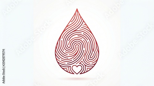 Symbolic fingerprint blood drop design for World Blood Donor Day, highlighting the unique impact of every donation on global health and life preservation