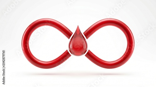 Infinity symbol with a blood drop symbolizing World Blood Donor Day and the continuous cycle of life and donation