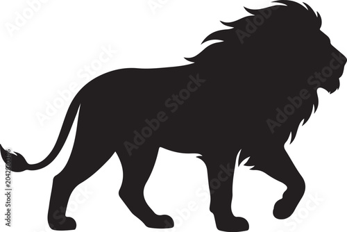 Canvas Print Lion Black Silhouette Vector King of Beasts Wildlife Illustration