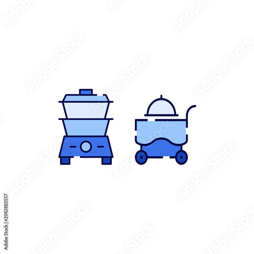 Hotel kitchen appliances and steamer icon vector template.
