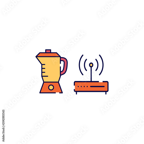 Kitchen blender and hotel wifi router icon vector template.