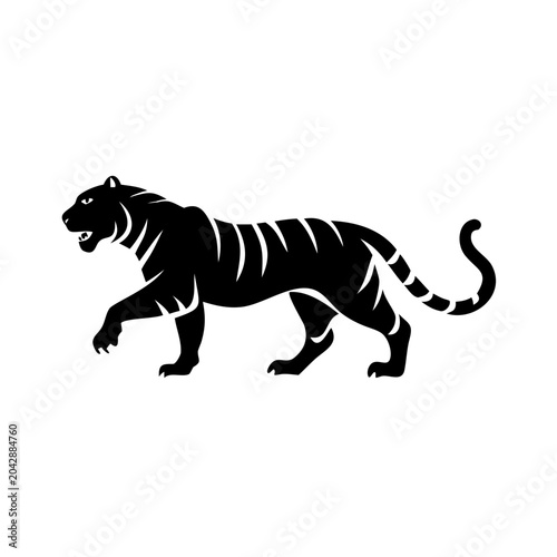 tiger icon silhouette illustration for wildlife and nature design