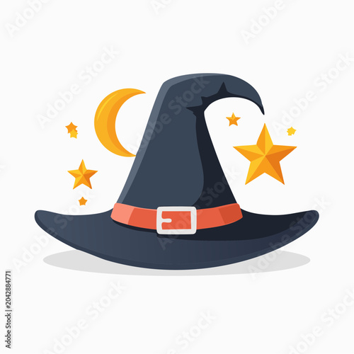 Witch Hat with Moon and Stars