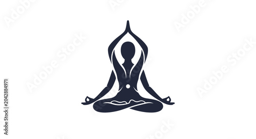Quadro su tela A minimalist silhouette of a person sitting in a meditative yoga pose