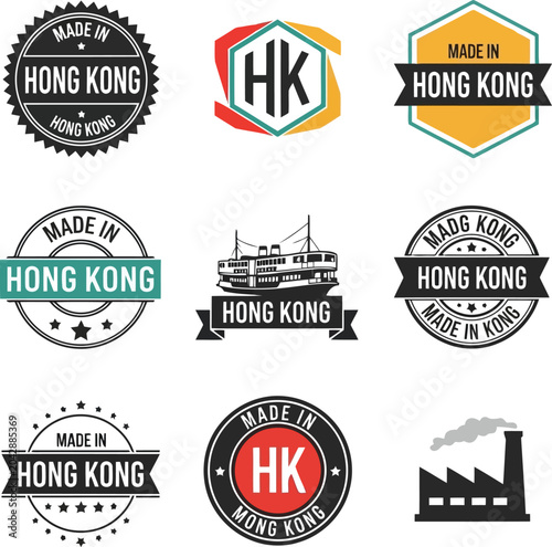 Canvas Print Set of Made in Hong Kong vintage labels, badges and stamps for product packaging
