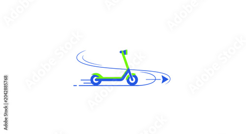 Fotografija A minimalist graphic illustration of a modern electric scooter moving quickly