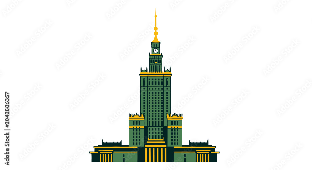 Naklejka premium Detailed Lego Style Model of Iconic Skyscraper Building.