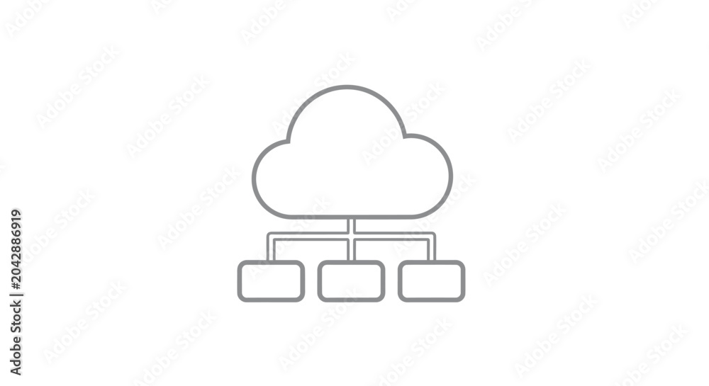 Obraz premium A simple line art icon representing cloud computing and data network connectivity
