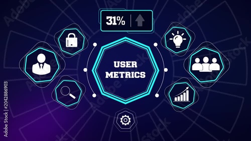 User metrics interactive feedback loop display built for commercial web interface presentations tech industry reviews and office promos