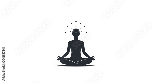 Fotografie A silhouette of a person sitting in a meditative pose with glowing energy points