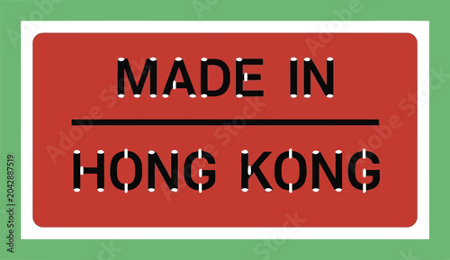 Photography Made in Hong Kong Label with Red and Green Border, Product Origin Sticker and Ma
