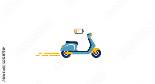 Bild auf Leinwand A flat vector illustration of a modern electric scooter moving quickly on white