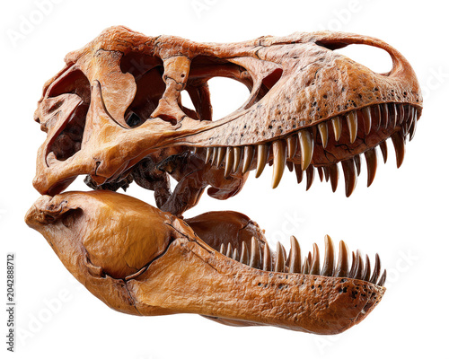Tyrannosaurus Rex Skull: A detailed fossil of a Tyrannosaurus Rex skull, showcasing its formidable teeth and bone structure, offering a glimpse into prehistoric life.