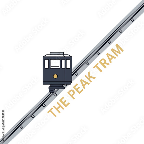 Photography Peak Tram Hong Kong cable car icon isolated on white background, urban transport
