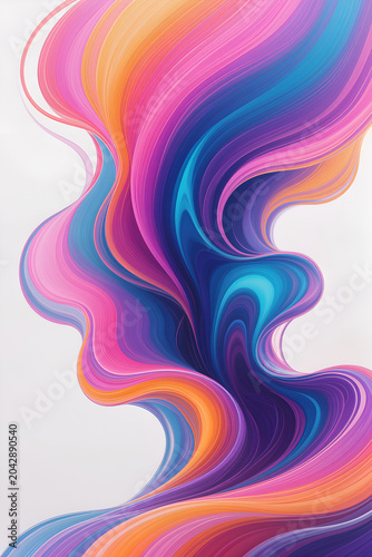 Abstract fluid wave background with vibrant colorful gradient curves. Dynamic liquid texture for fashion textile print and modern digital commercial design.