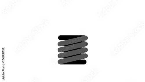 A coil spring mechanical component shown in black silhouette, representing automotive suspension parts, elastic mechanical engineering elements