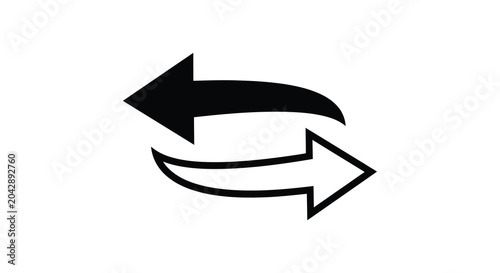 Foto two way arrow silhouette on white background two way directional symbol navigati