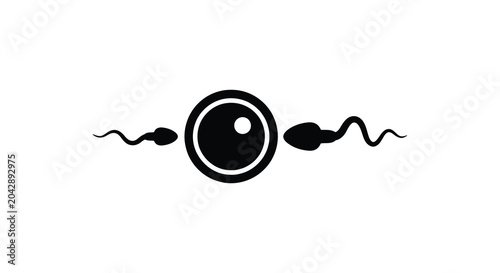 Photos sperm cells surrounding egg cell silhouette fertilization reproduction biology m