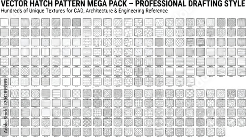 Obraz na płótnie Mega pack of vector hatch patterns for architectural drafting and professional e