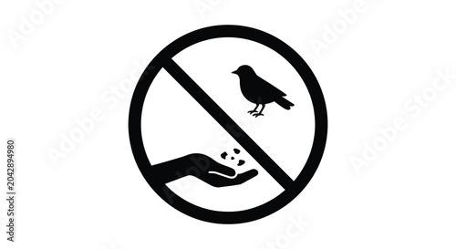 Photography no birds feeding sign with hand and birds silhouette prohibition warning icon sy