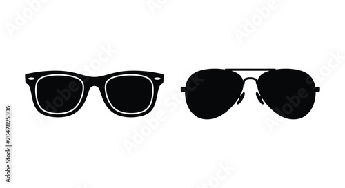 Canvas Print two pairs of sunglasses silhouette eyewear accessories fashion aviator wayfarer