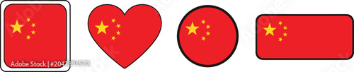 Foto China flag icons in various shapes
