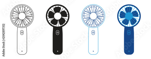 Quadro su tela Electric portable hand fan icon set, vector illustration.