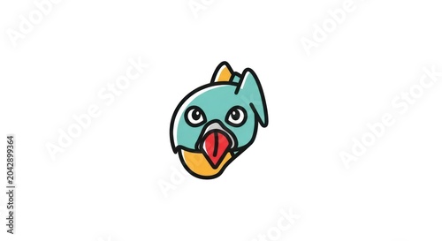 Cartoon blue cat face expression.