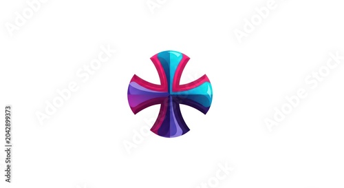 Colorful abstract cross symbol icon.