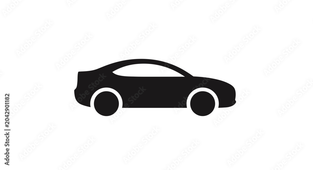Fototapeta premium A simple black silhouette icon of a modern passenger vehicle on white background